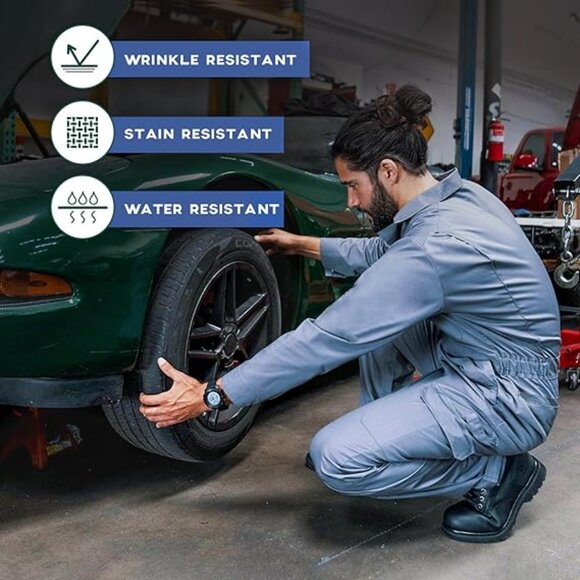 Men's Long Sleeve Stain & Wrinkle Resistant Work Coveralls with Pockets Sz XL - Picture 6 of 9